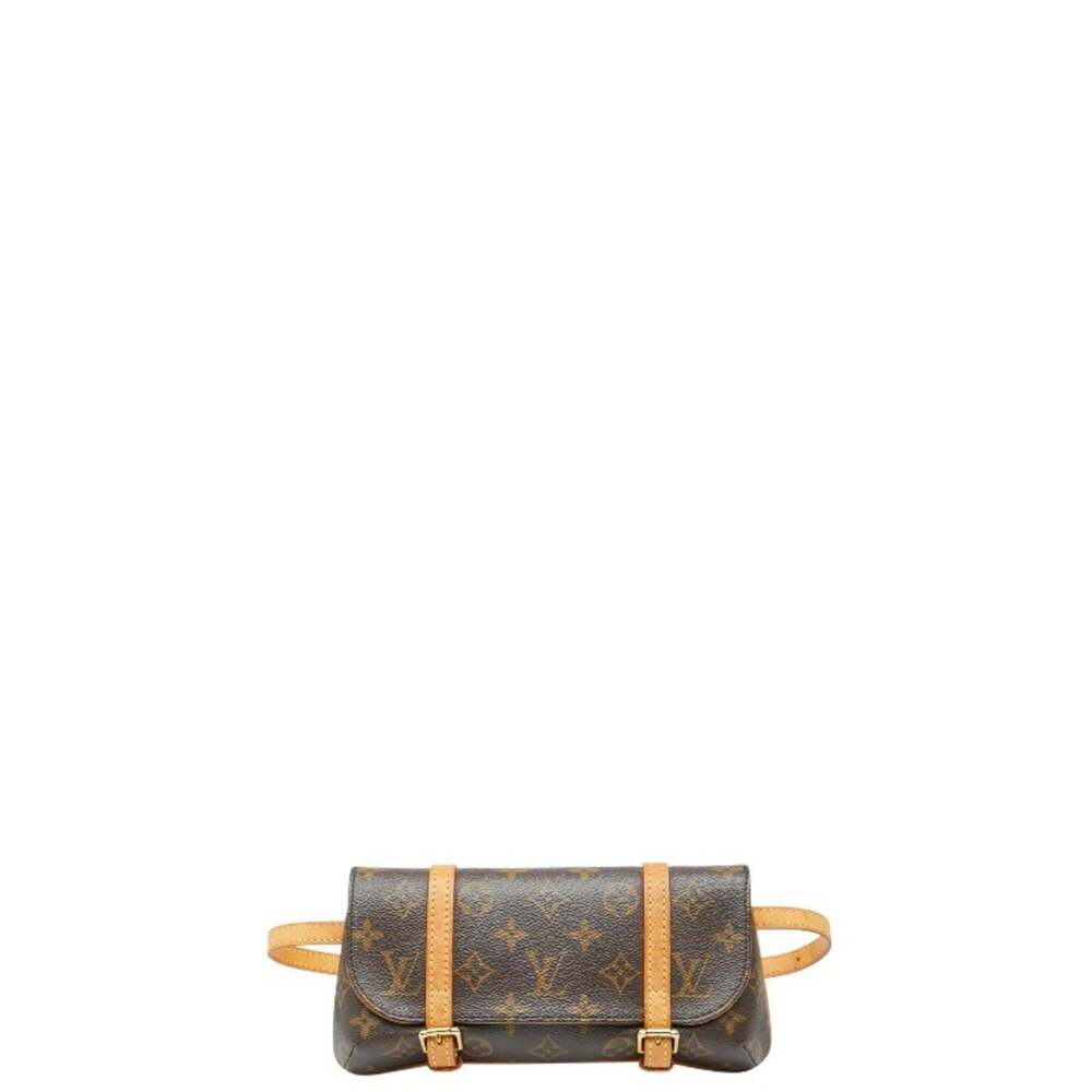 LOUIS VUITTON Authentic Brown Monogram Leather Pochette Fanny Pack